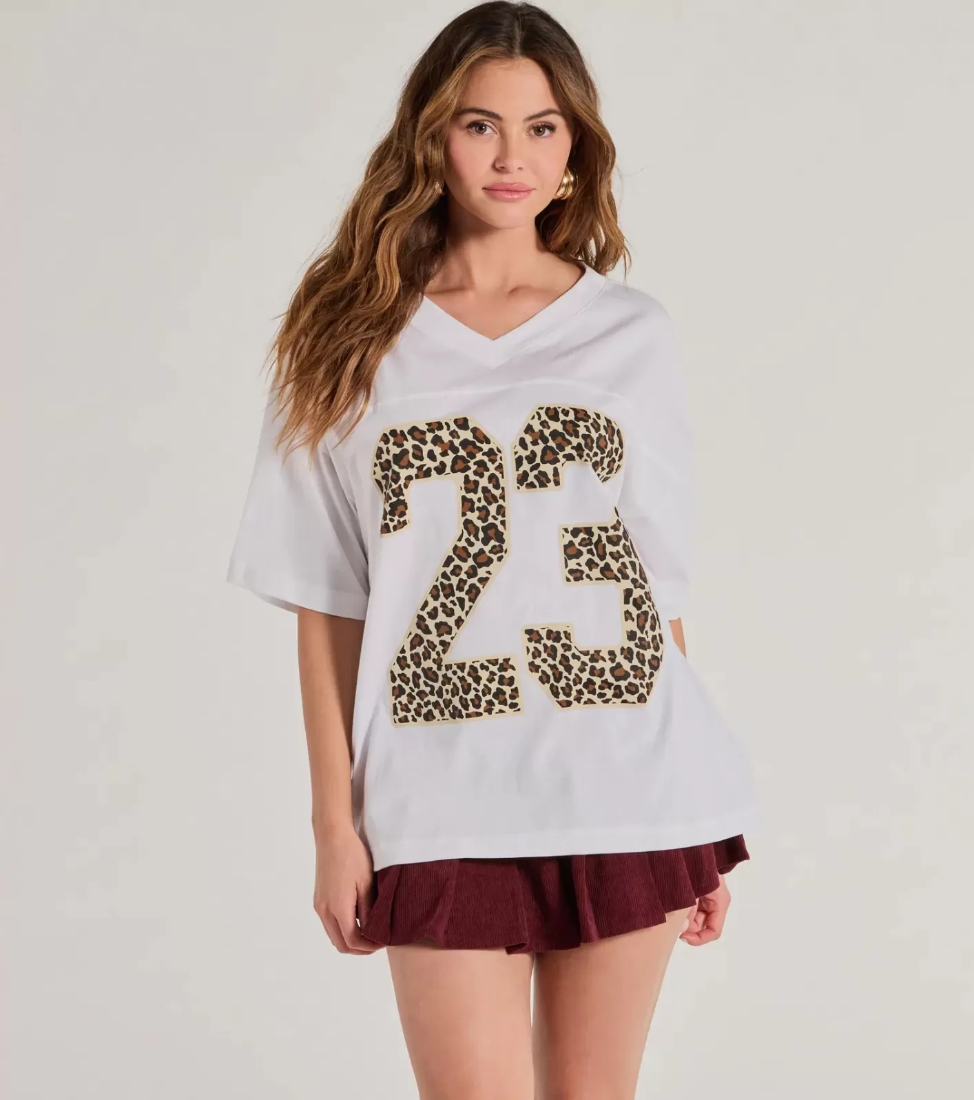 Windsor 23 Leopard Print Oversized Graphic Tee WHITE Discount