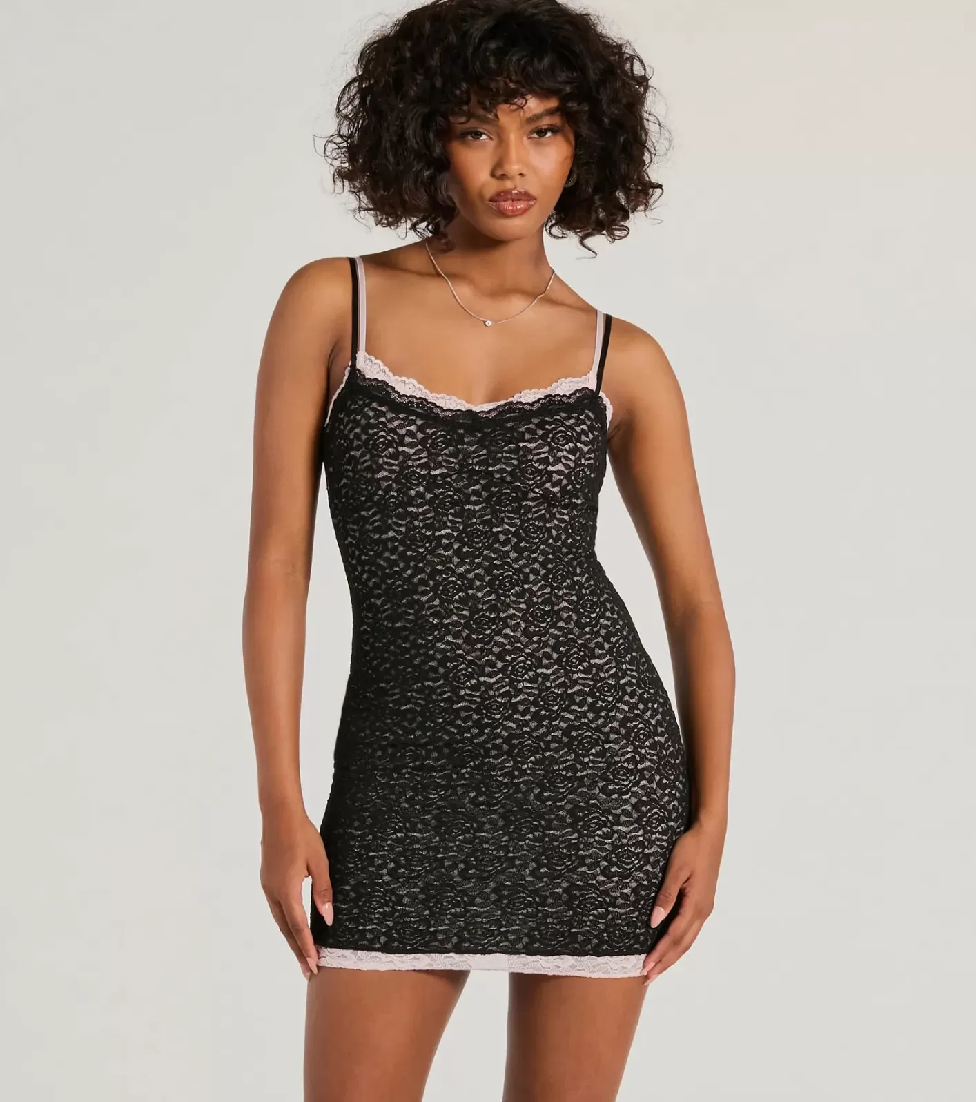 Windsor Admire You Scoop Neck Layered Lace Mini Dress BLACK Discount