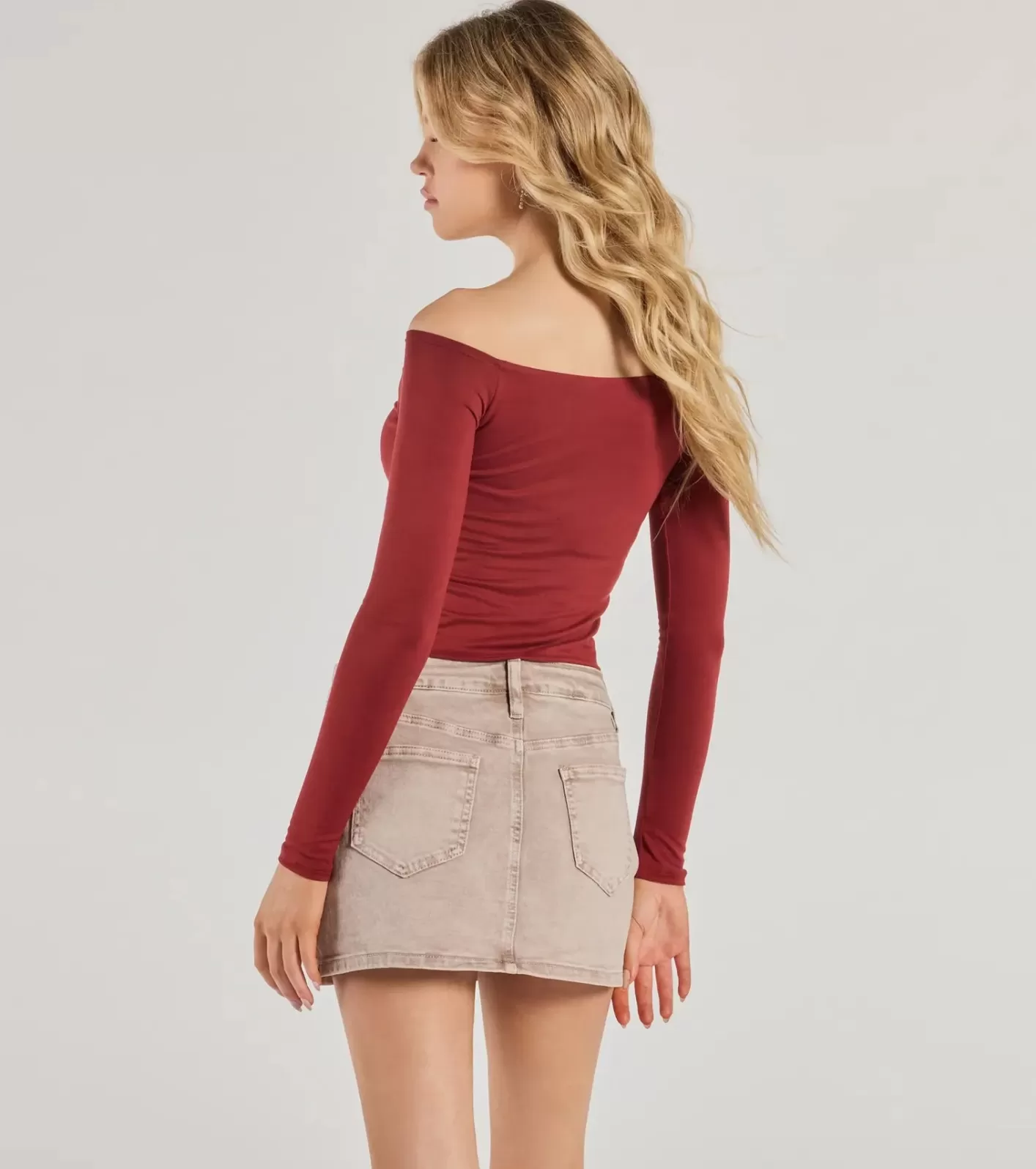 Windsor Adorable Flirt Off-The-Shoulder Knit Top RUST Best