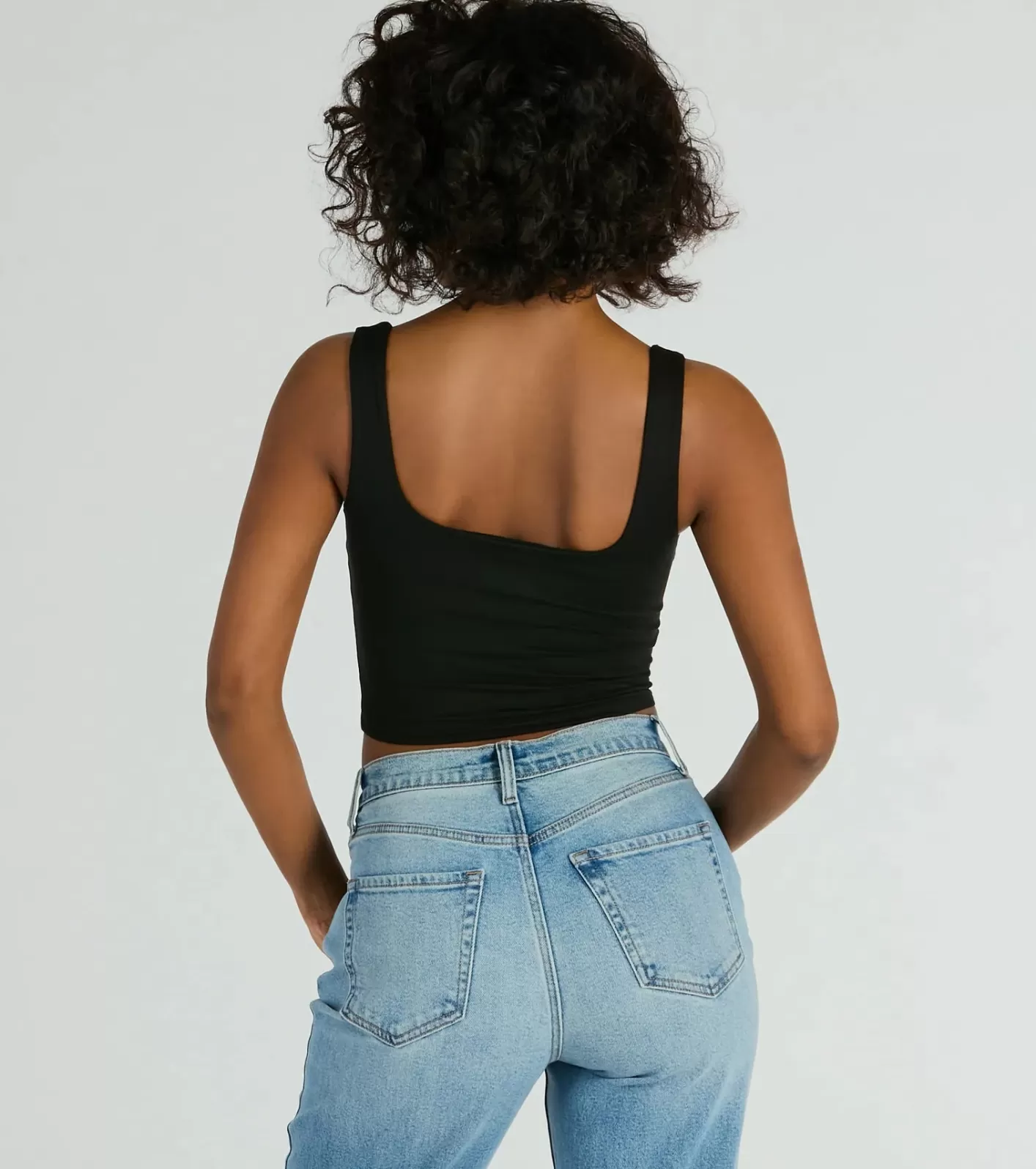 Windsor Adorable Icon Scoop Neck Bow Crop Top BLACK Best Sale