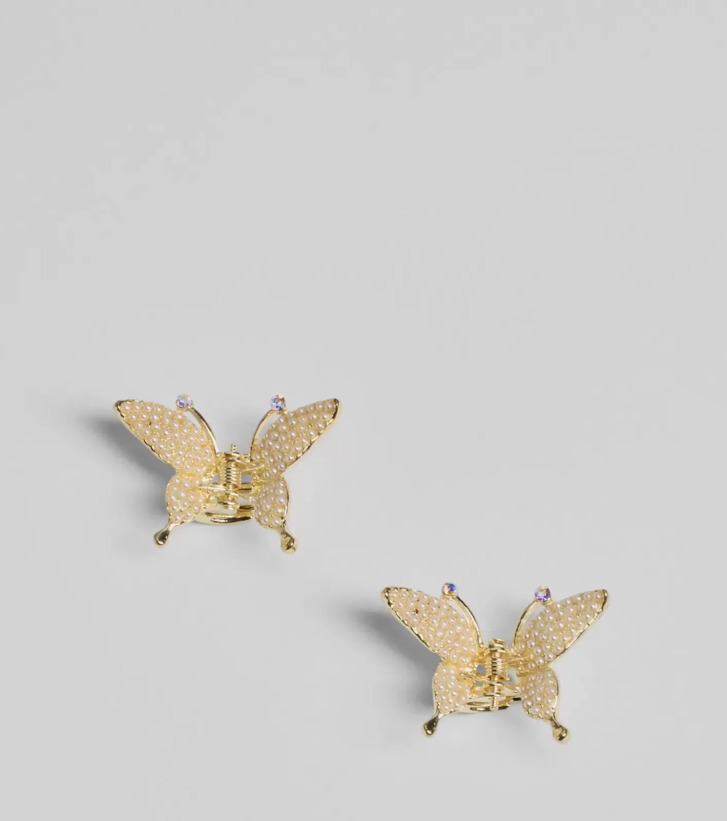 Windsor Adorable Pearl And Rhinestone Butterfly Hair Clip Set GOLD Best