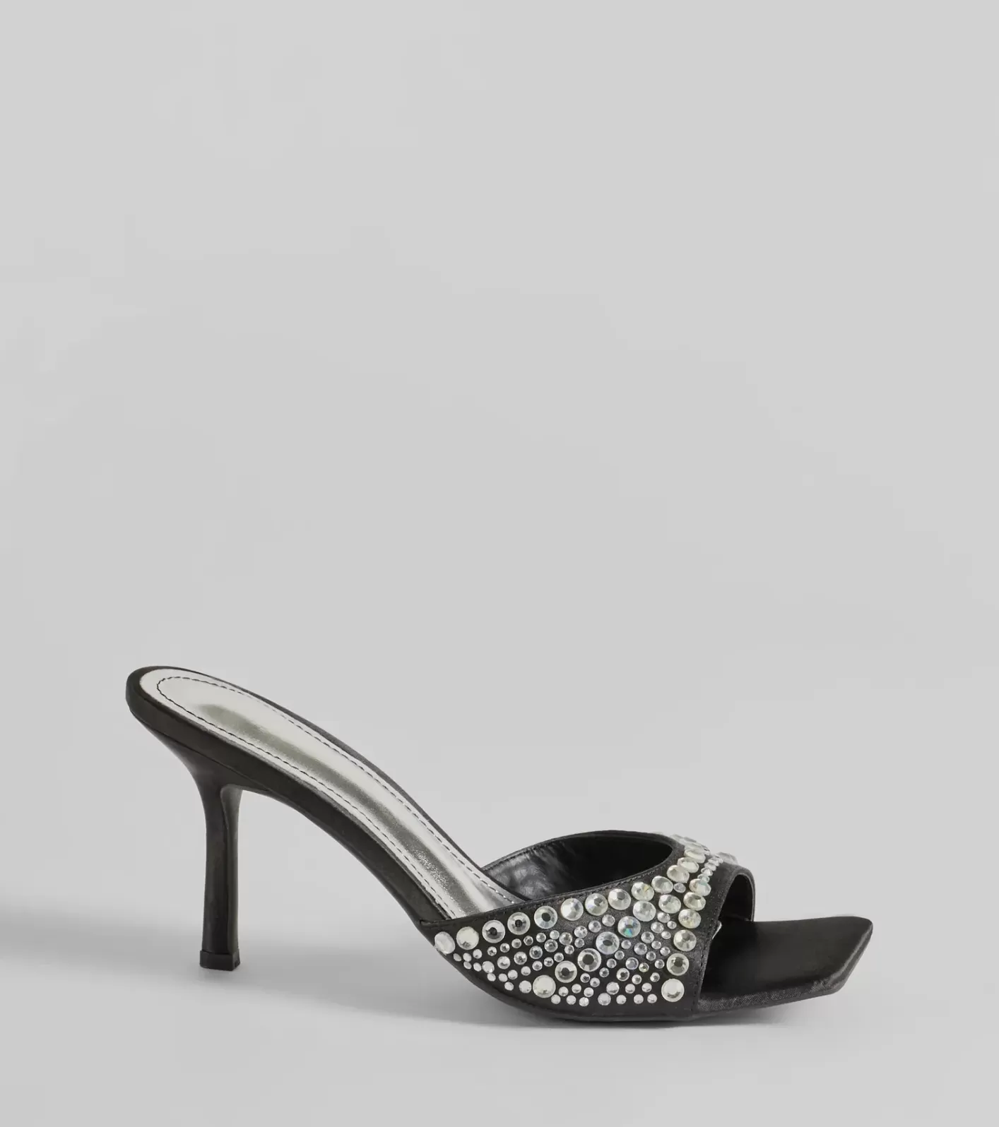 Windsor All About Glam Rhinestone Satin Stiletto Heels BLACK Flash Sale