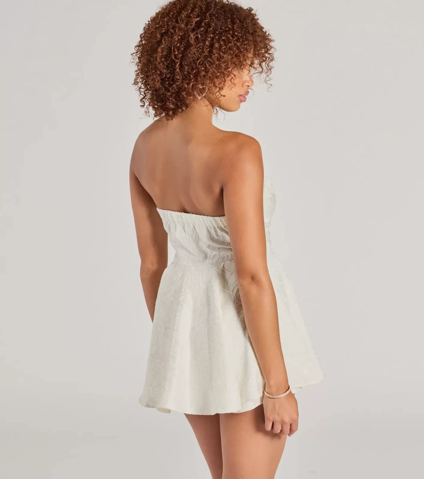 Windsor Angelic Looks Strapless Floral Satin Romper IVORY Store
