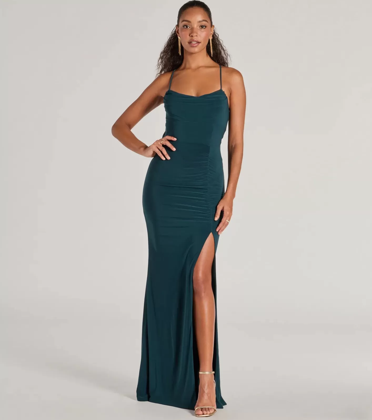 Windsor Ashley Sleeveless Bow Mermaid Formal Dress HUNTER Hot