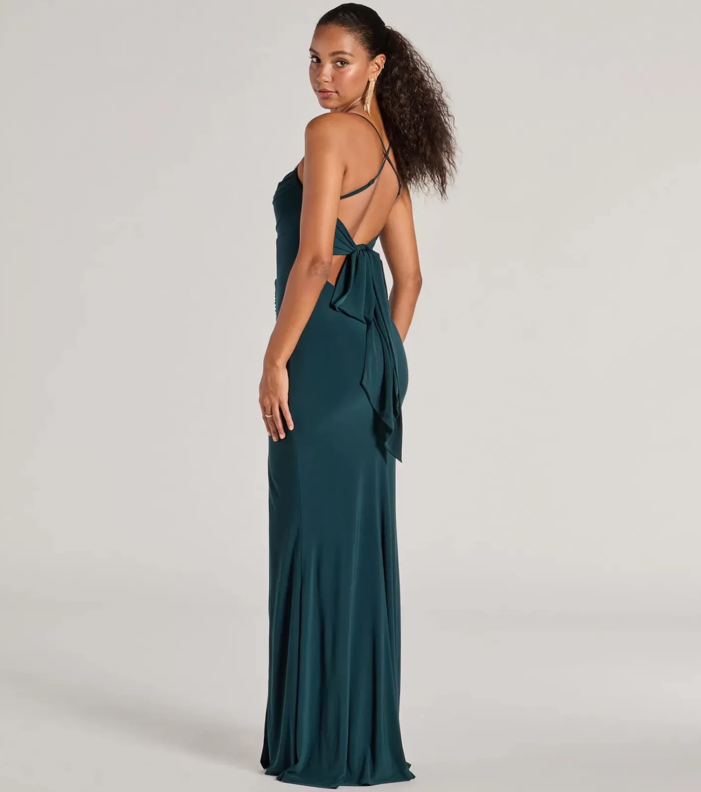 Windsor Ashley Sleeveless Bow Mermaid Formal Dress HUNTER Hot
