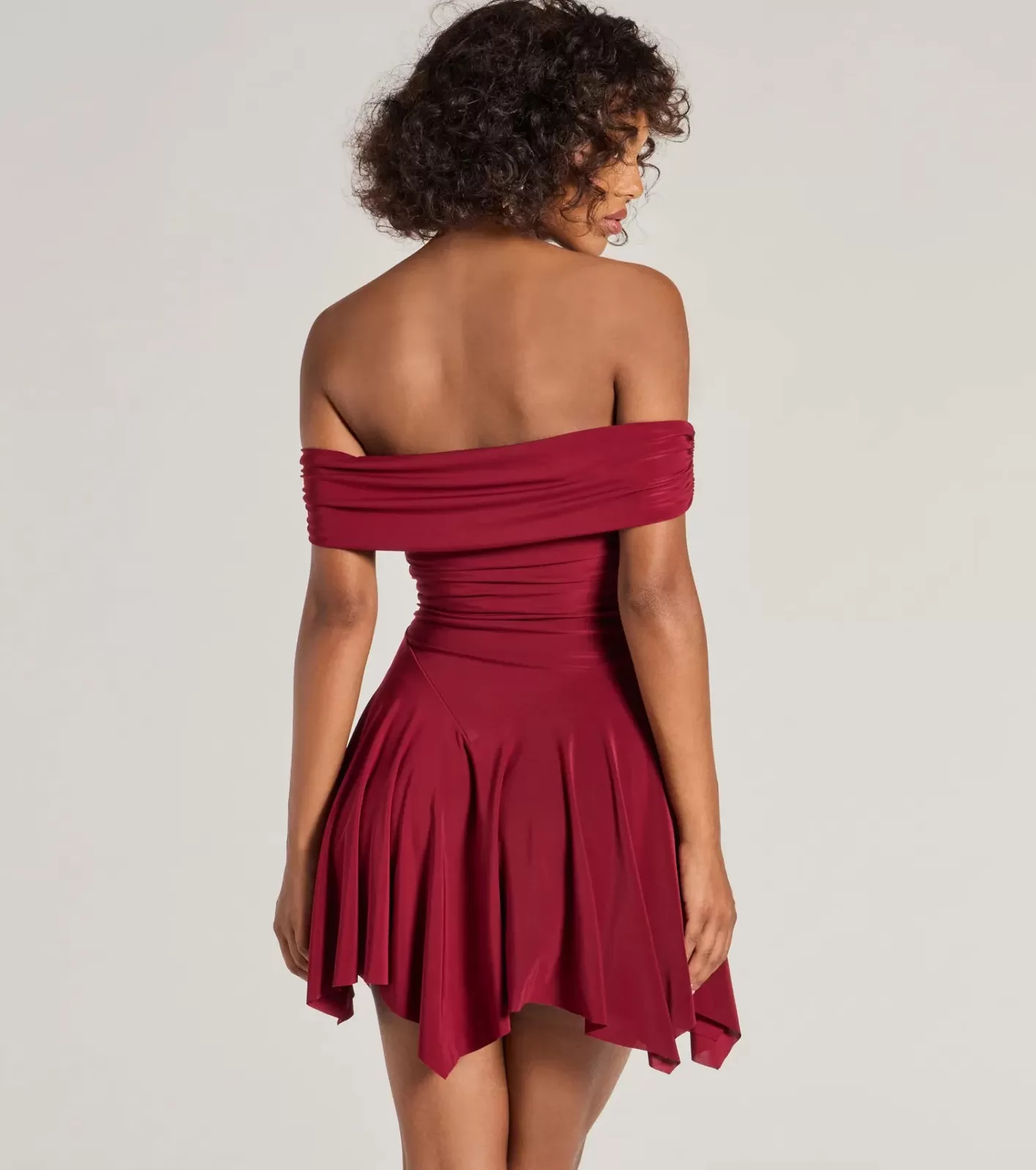 Windsor Be With You Off-The-Shoulder Skater Dress WINE Outlet