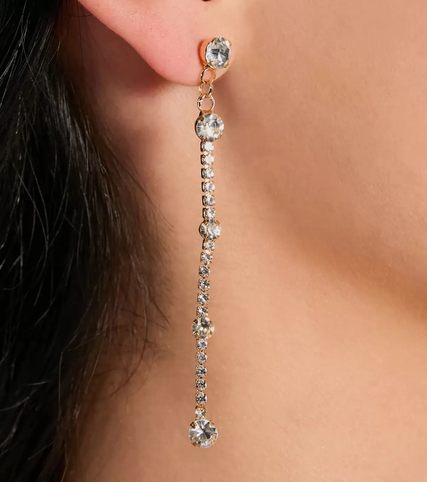 Windsor Beauty Perfection Linear Rhinestone Earrings GOLD Discount