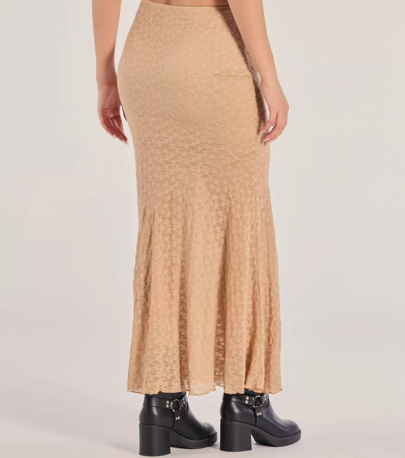 Windsor Boho Beauty Floral Lace Maxi Skirt TAUPE Best