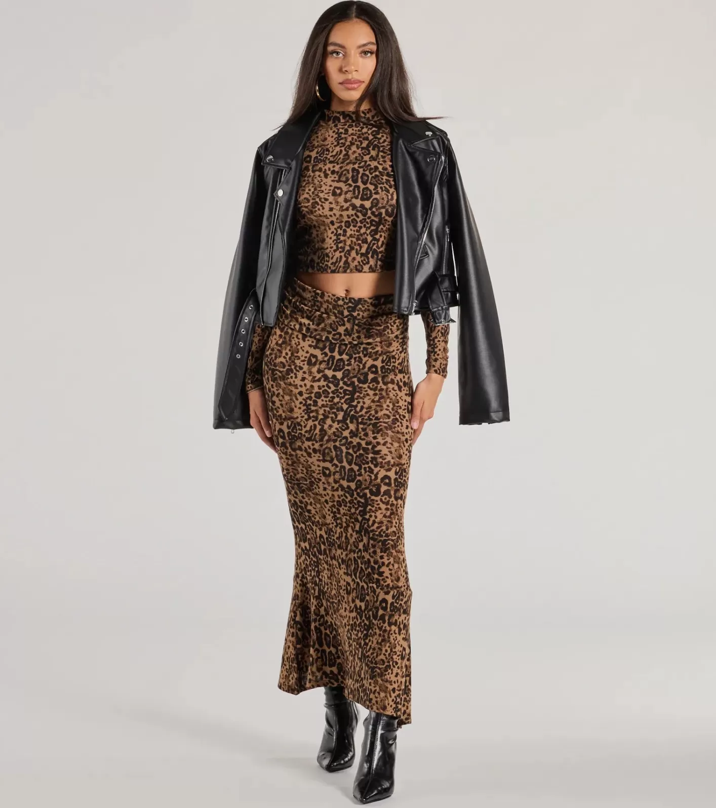 Windsor Bold Aura Print Knit Maxi Skirt LEOPARD Cheap