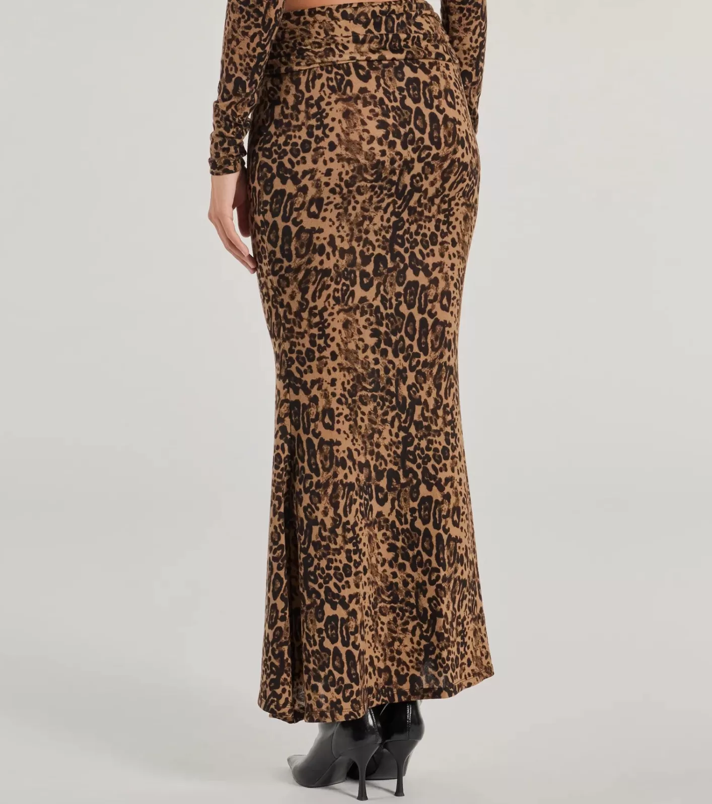 Windsor Bold Aura Print Knit Maxi Skirt LEOPARD Cheap