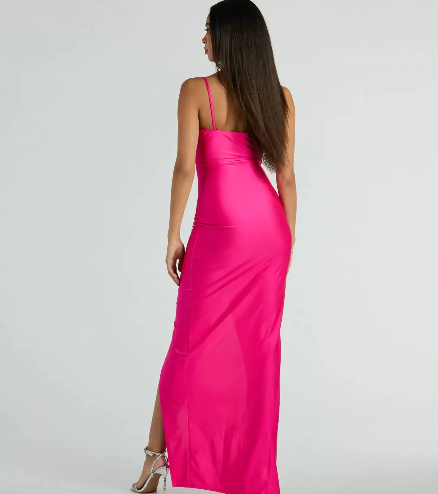 Windsor Brittney Formal V-Neck Slit Long Dress FUCHSIA Cheap