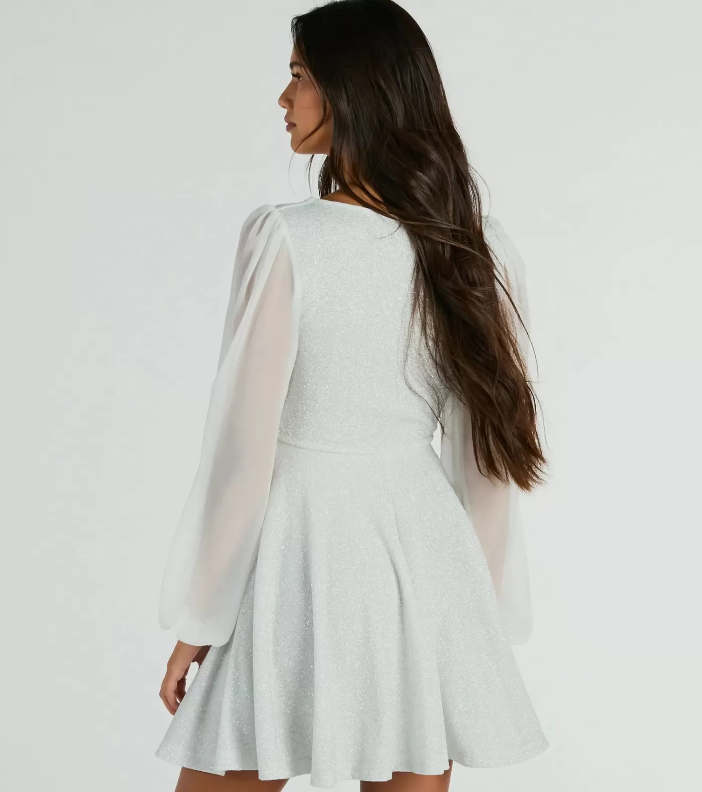Windsor Captivate In Glitter Party Dress WHITE Hot