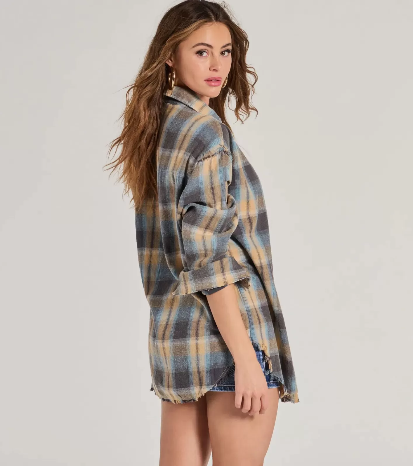 Windsor Casual Staple Plaid Flannel Top BLUE Online