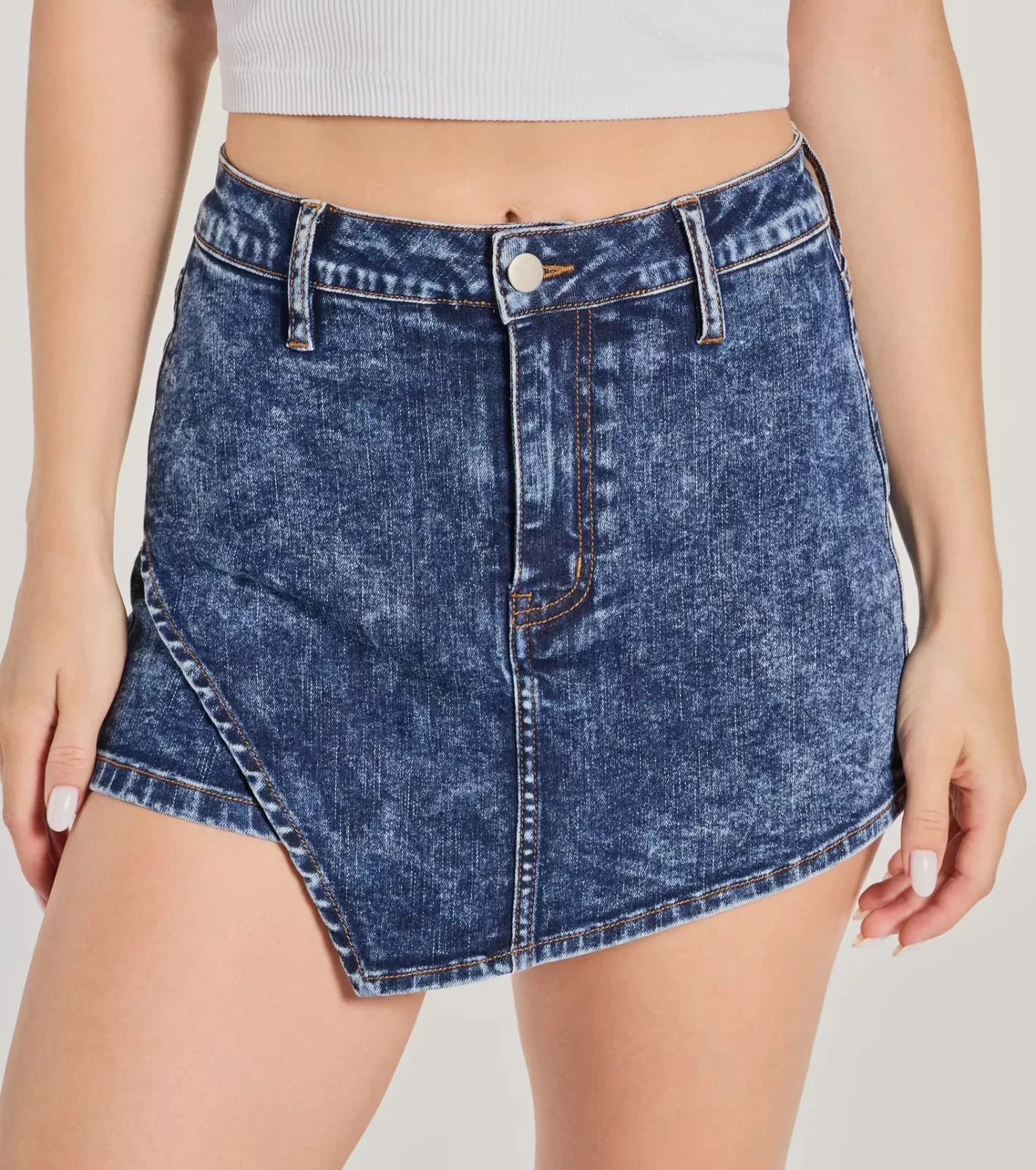 Windsor Center Stage High-Rise Acid Denim Skort DARKDENIM Hot