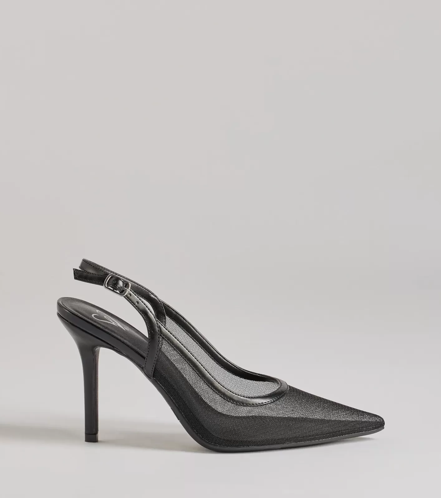 Windsor Chic Sheer Mesh Sling-Back Stiletto Pumps BLACK Clearance