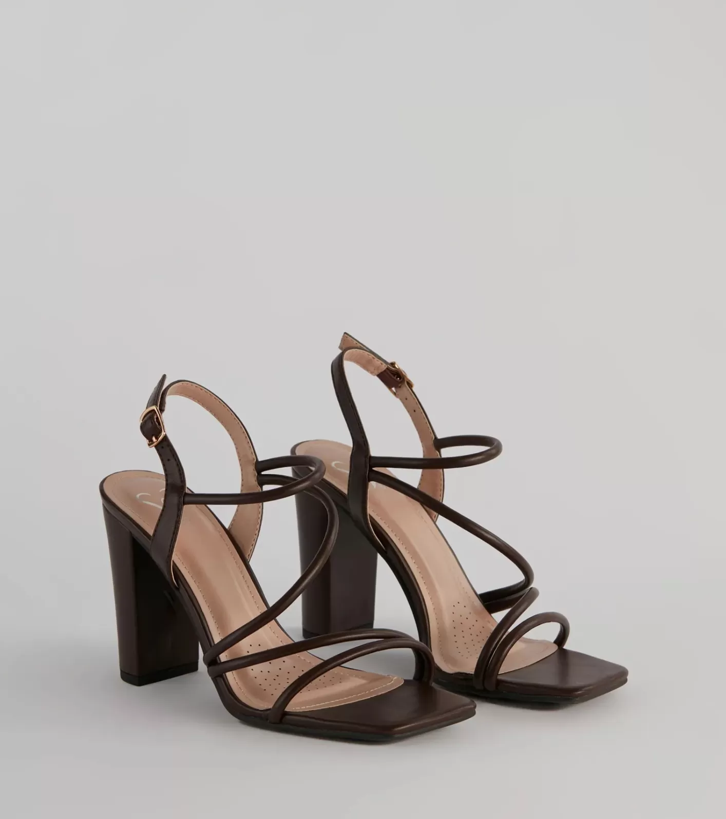Windsor Chic Staple Strappy Block Heels BROWN Online