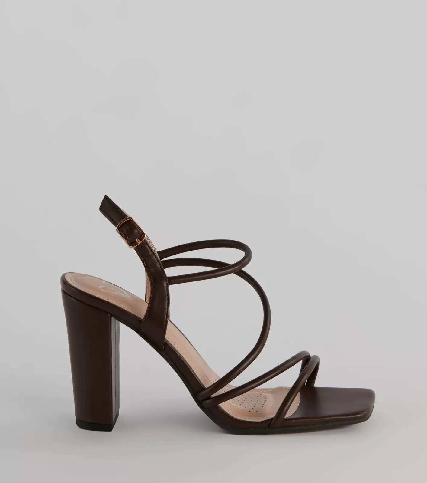 Windsor Chic Staple Strappy Block Heels BROWN Online