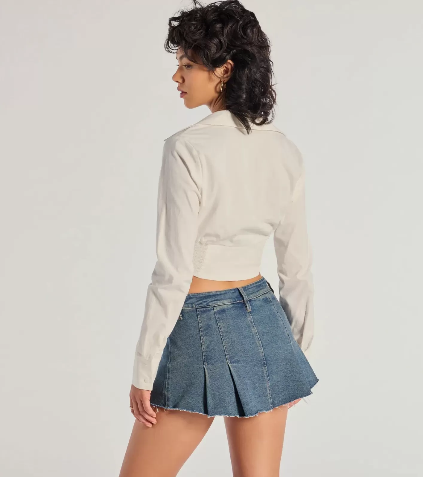Windsor Chic Structure Long Sleeve Cropped Corset Top WHITE Fashion