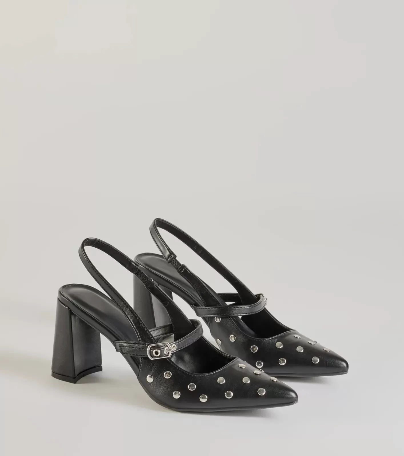 Windsor Chic Studded Faux Leather Sling-Back Pumps BLACK Shop