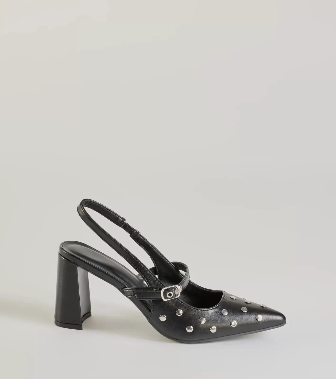 Windsor Chic Studded Faux Leather Sling-Back Pumps BLACK Shop