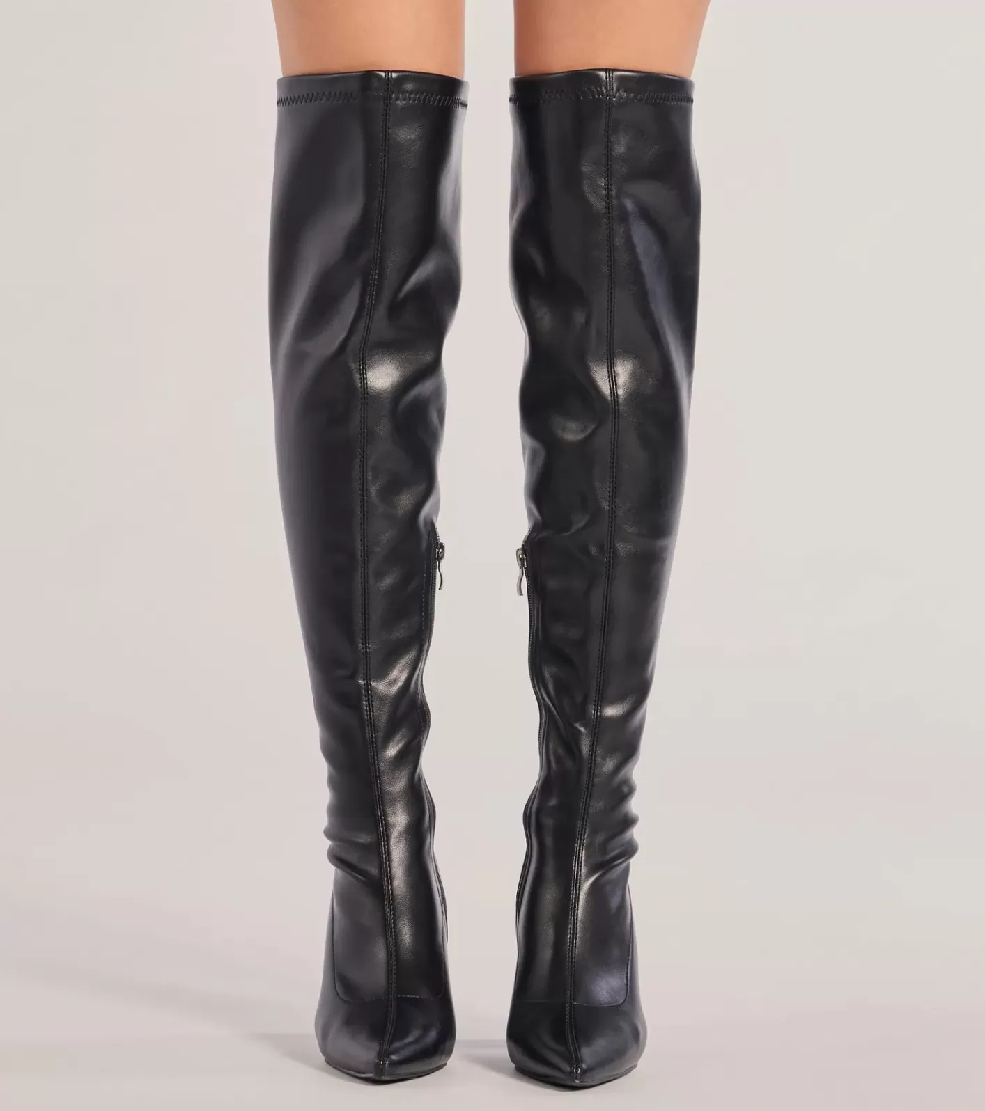 Windsor Chic Unlocked Over-The-Knee Block Heel Boots BLACK New