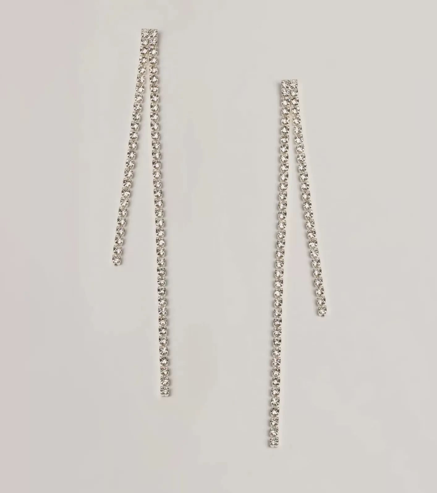 Windsor Classic Glam Rhinestone Fringe Duster Earrings SILVER Sale
