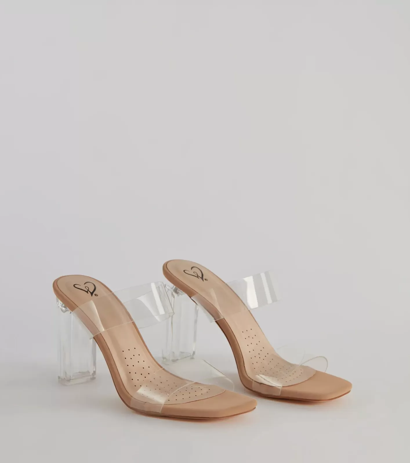 Windsor ly On Trend PVC Strap Lucite Block Heels CLEAR Shop