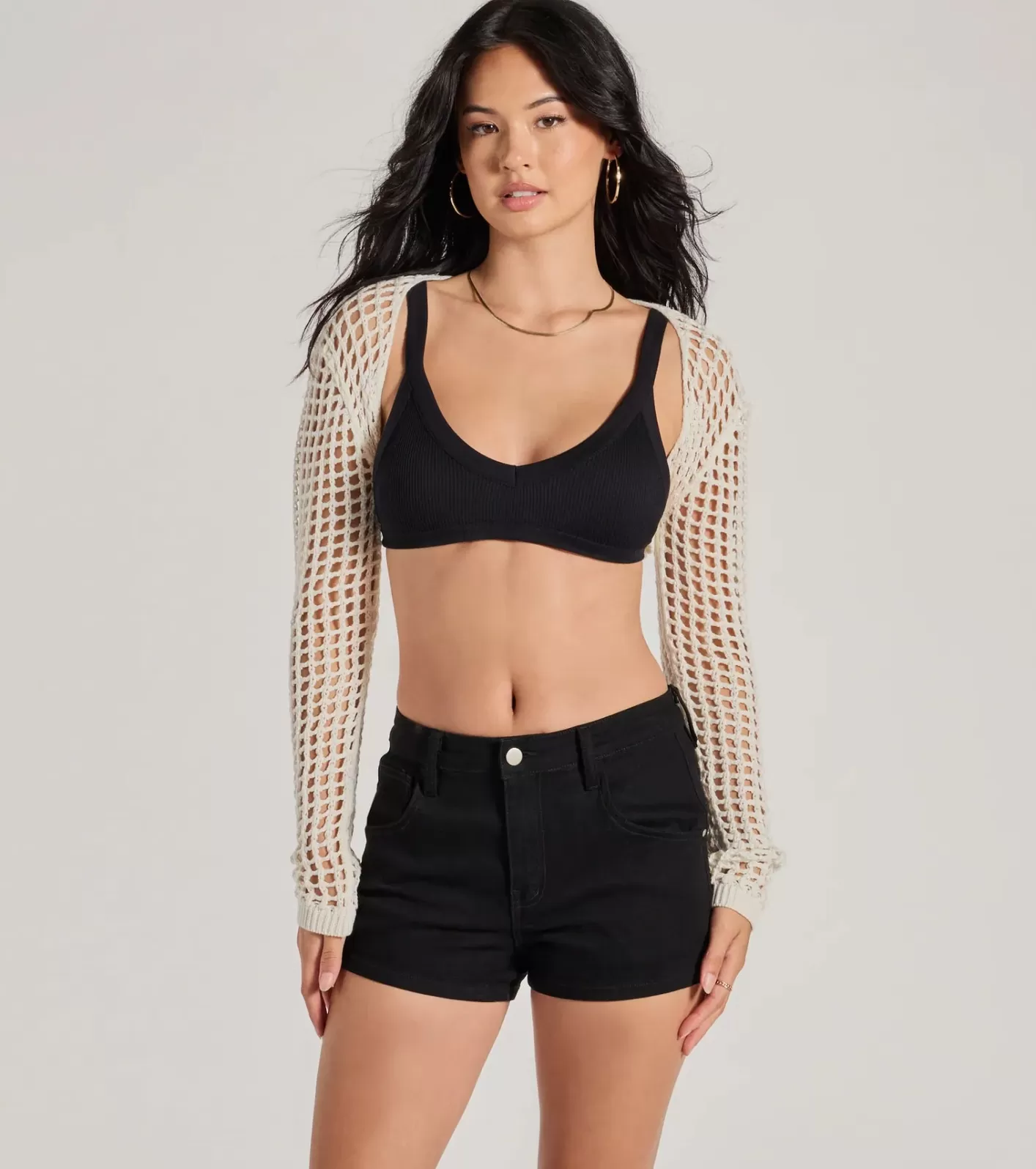Windsor Coastal Chic Crochet Knit Bolero IVORY Cheap