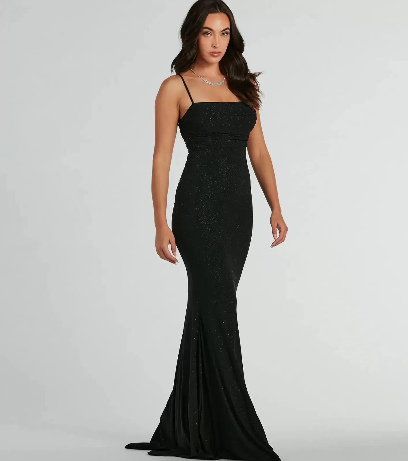 Windsor Colleen Lace Up Mermaid Glitter Formal Dress BLACK Store