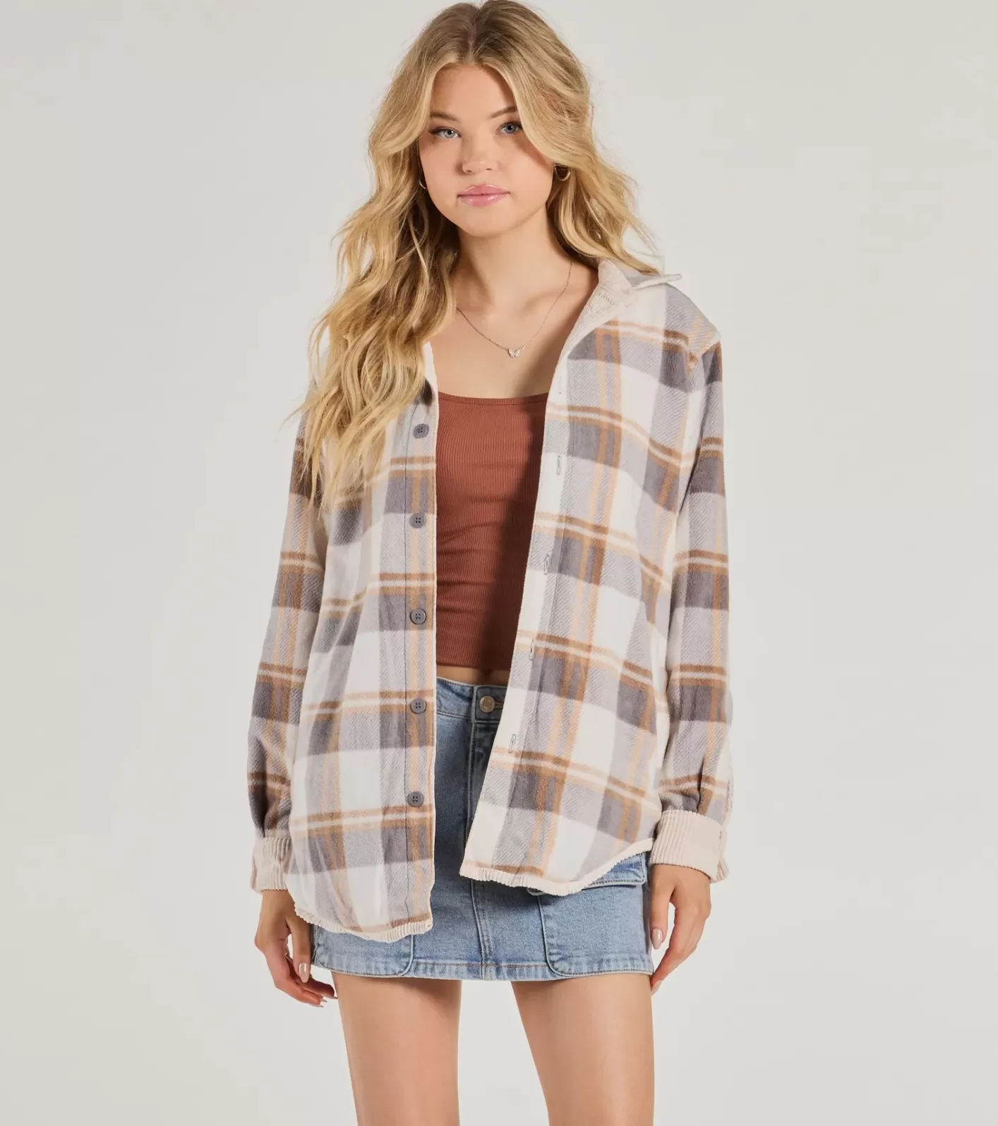 Windsor Comfy Season Corduroy And Flannel Reversible Shacket IVORY Best Sale