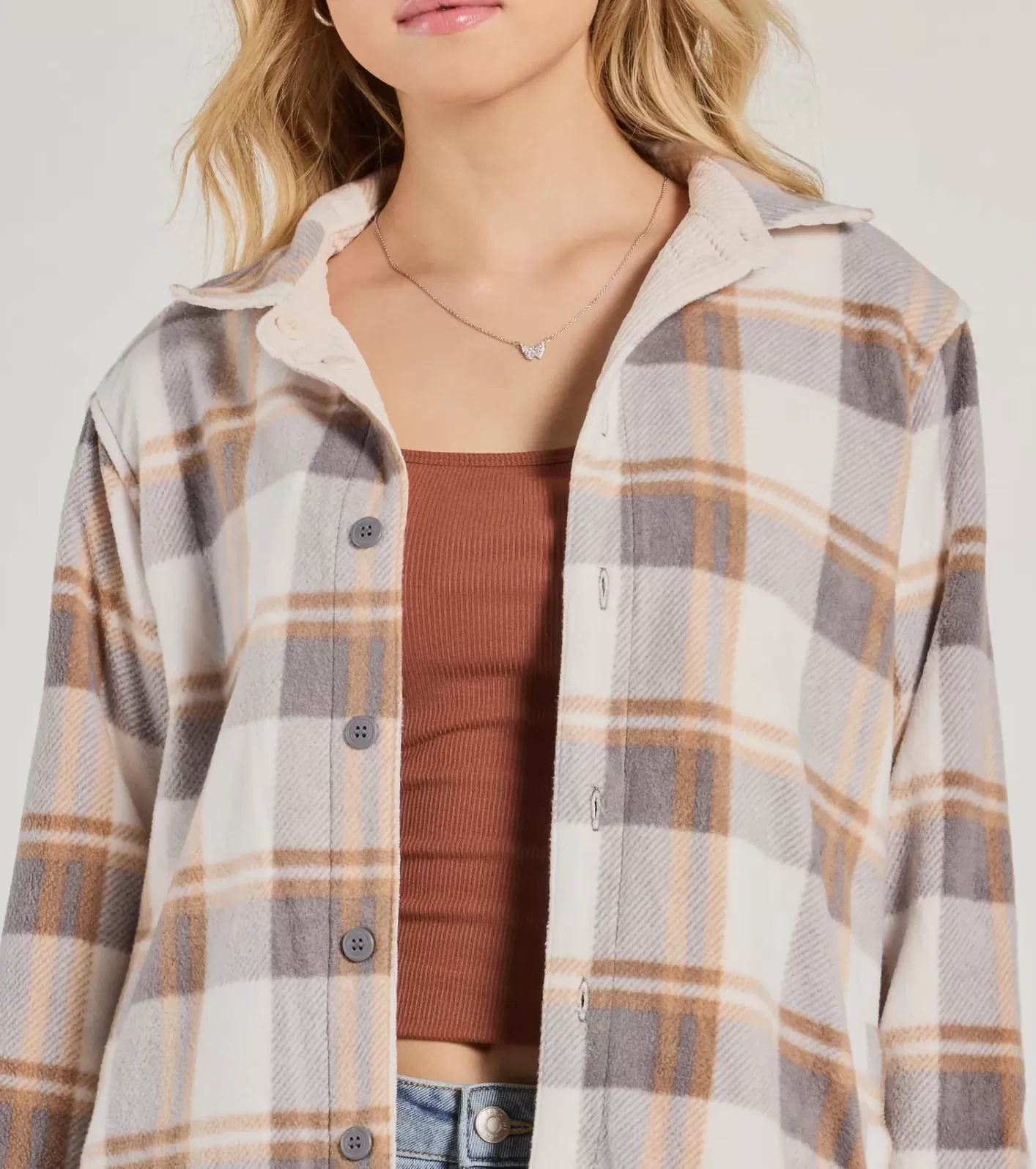 Windsor Comfy Season Corduroy And Flannel Reversible Shacket IVORY Best Sale