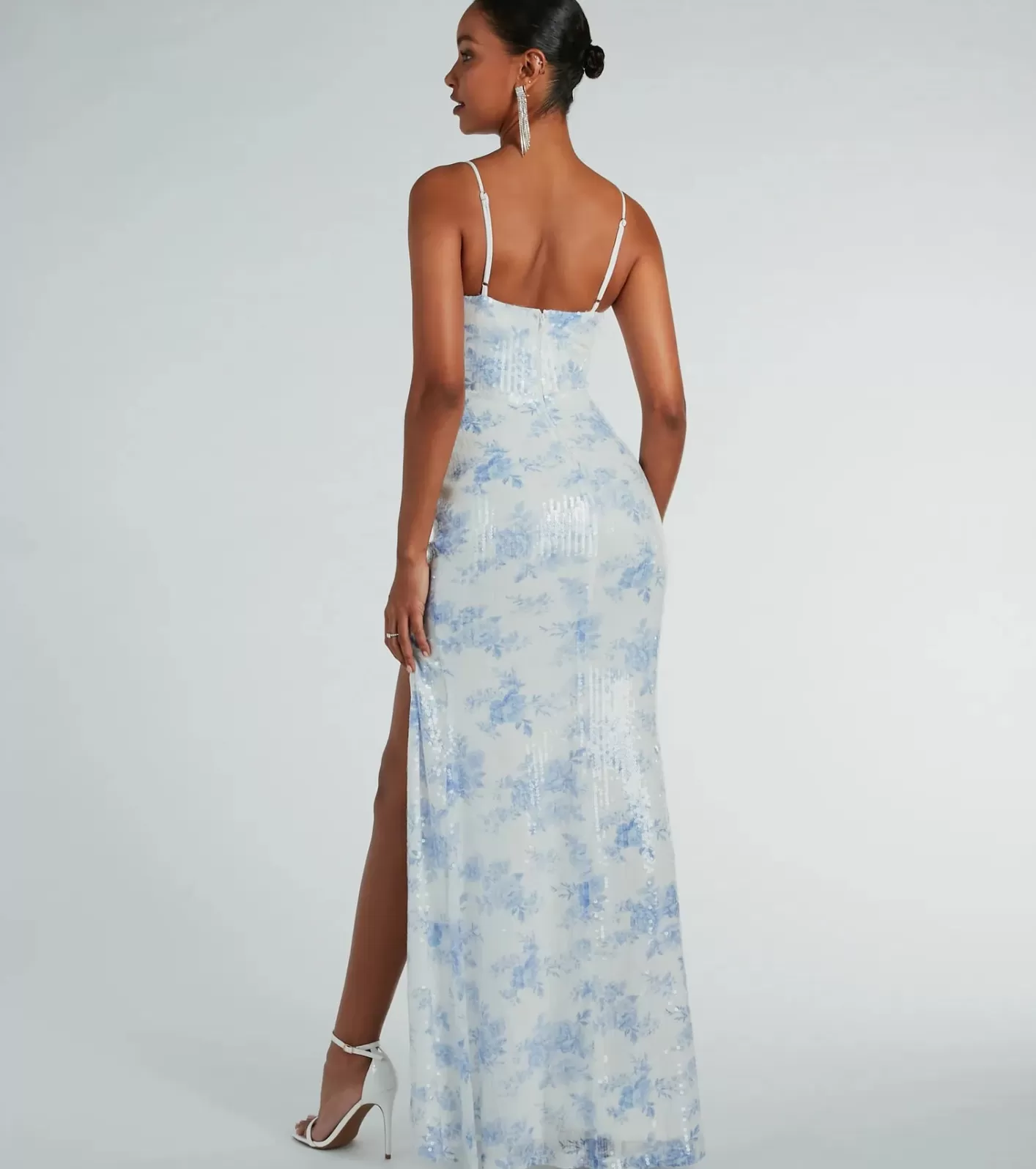 Windsor Corrine Corset A-Line Floral Sequin Formal Dress LIGHTBLUE Store
