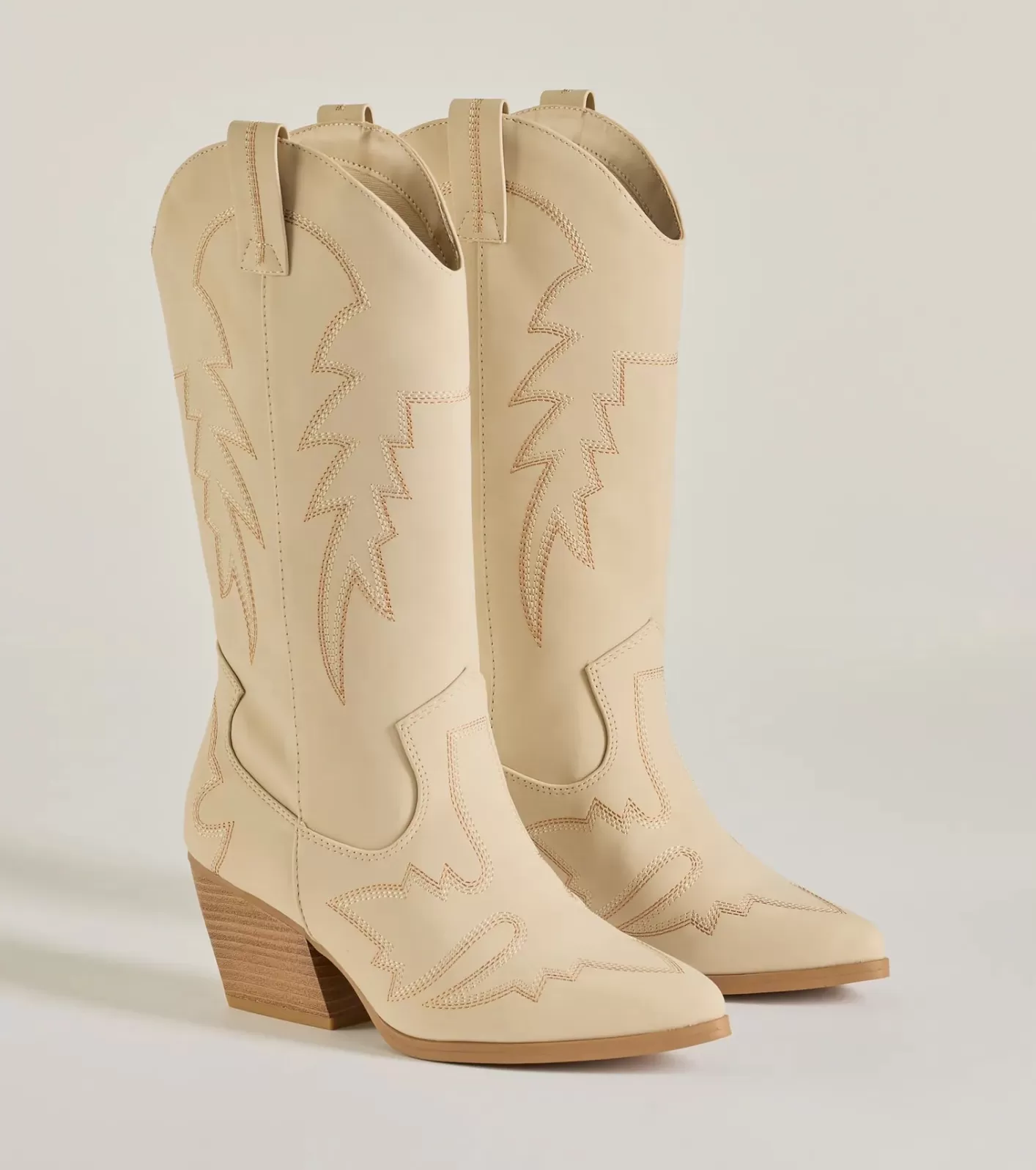 Windsor Country Girl Era Block Heel Western Boots IVORY Fashion
