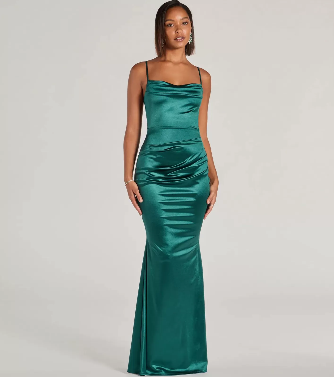 Windsor Courteney Cowl Neck Mermaid Satin Formal Dress HUNTER Cheap