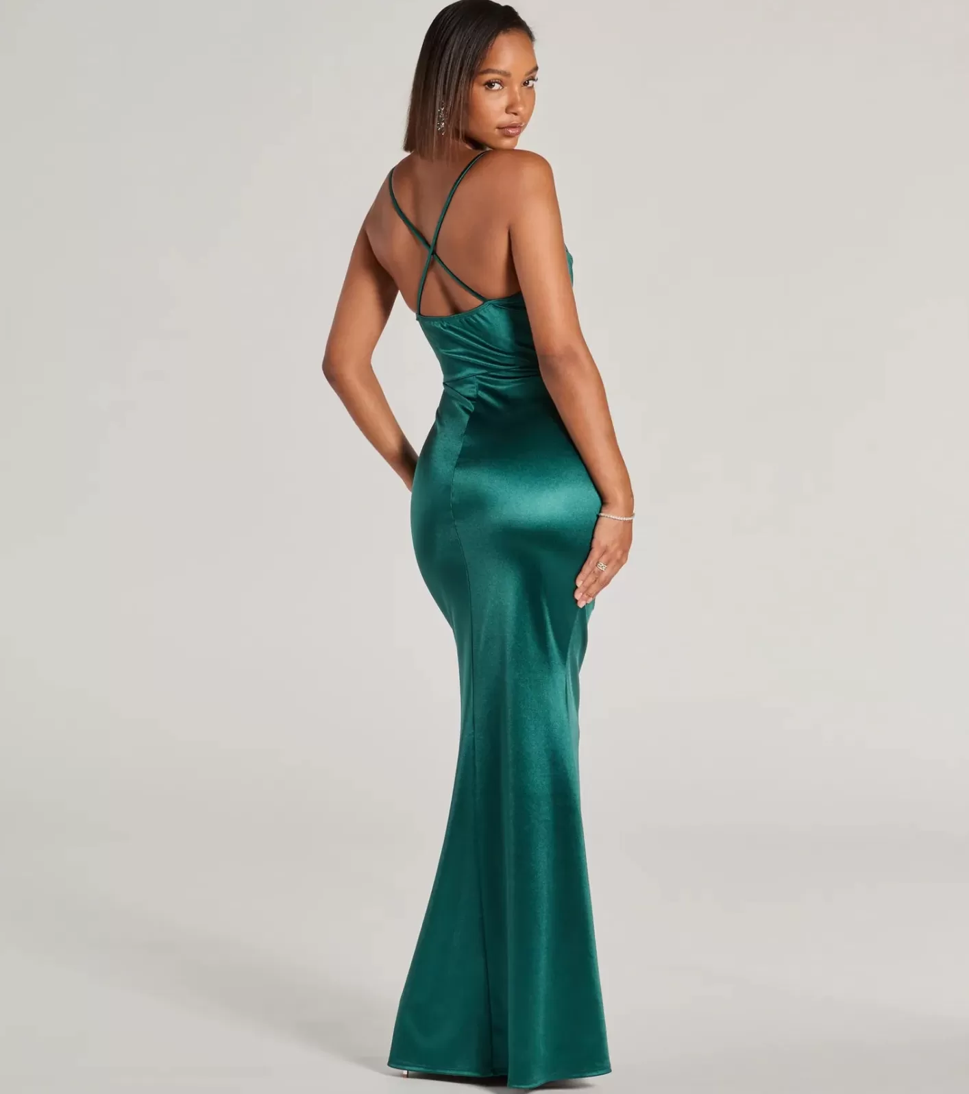 Windsor Courteney Cowl Neck Mermaid Satin Formal Dress HUNTER Cheap