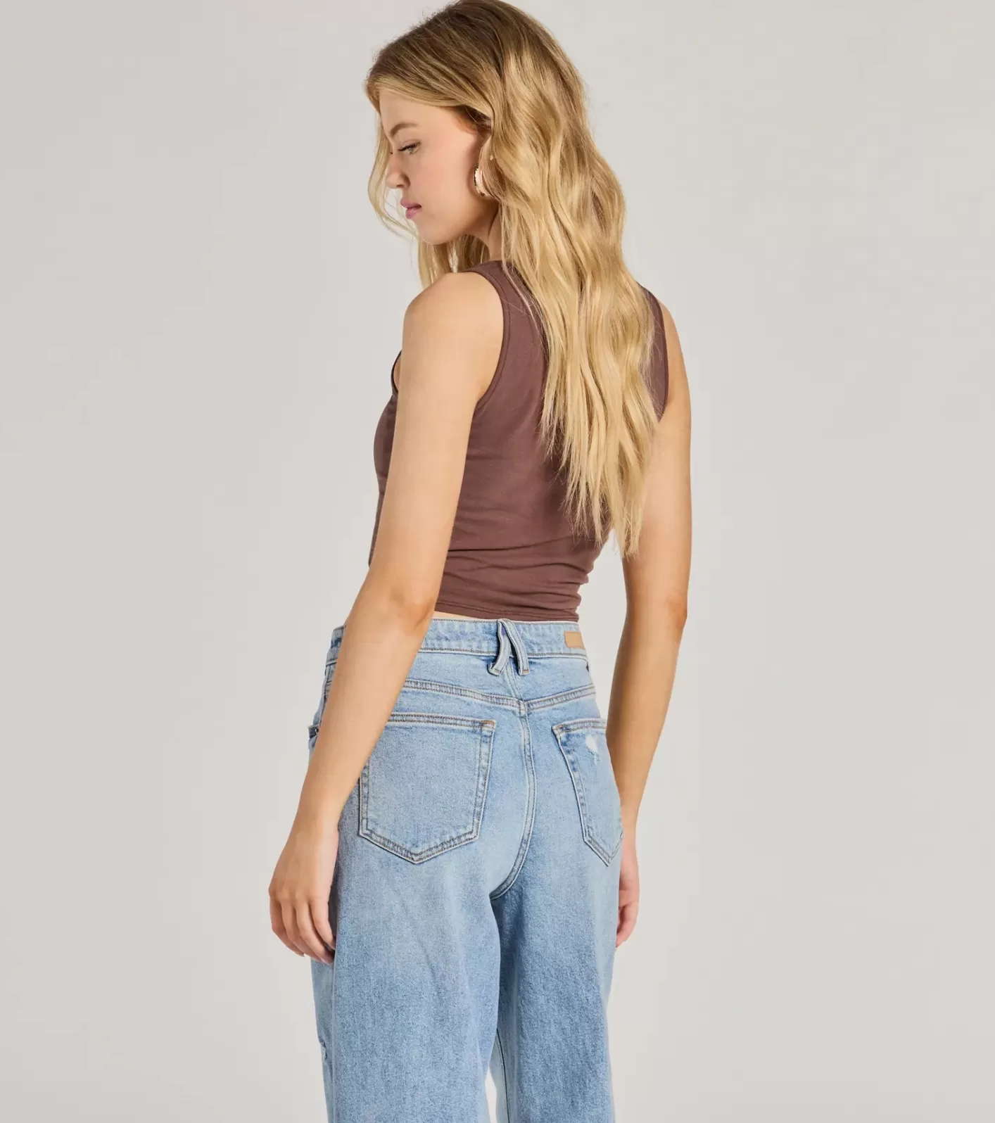 Windsor Cowgirls And Tequila Crop Graphic Tank Top BROWN Sale