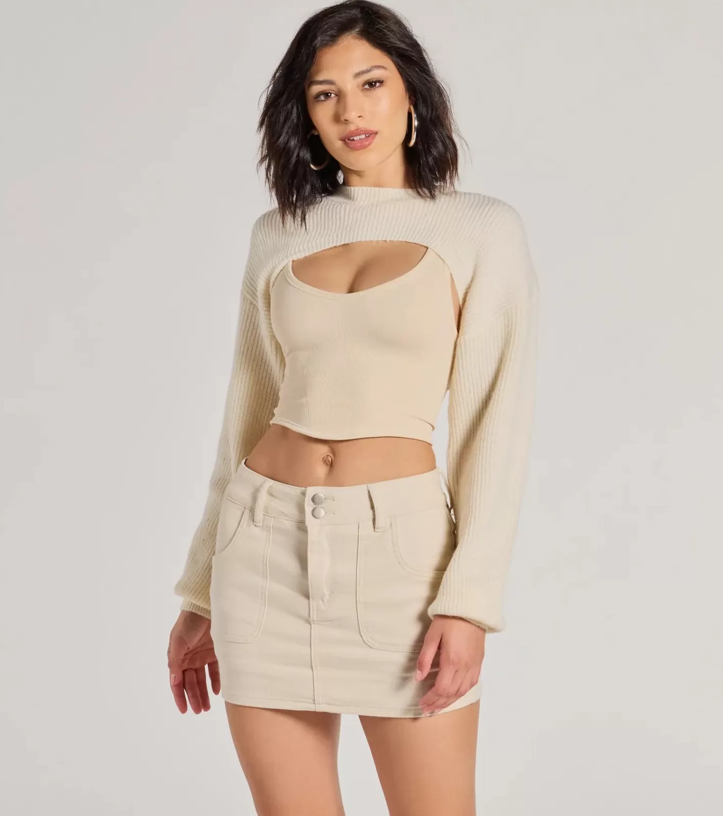 Windsor Cozy Babe Long Sleeve Sweater Knit Topper IVORY Best Sale