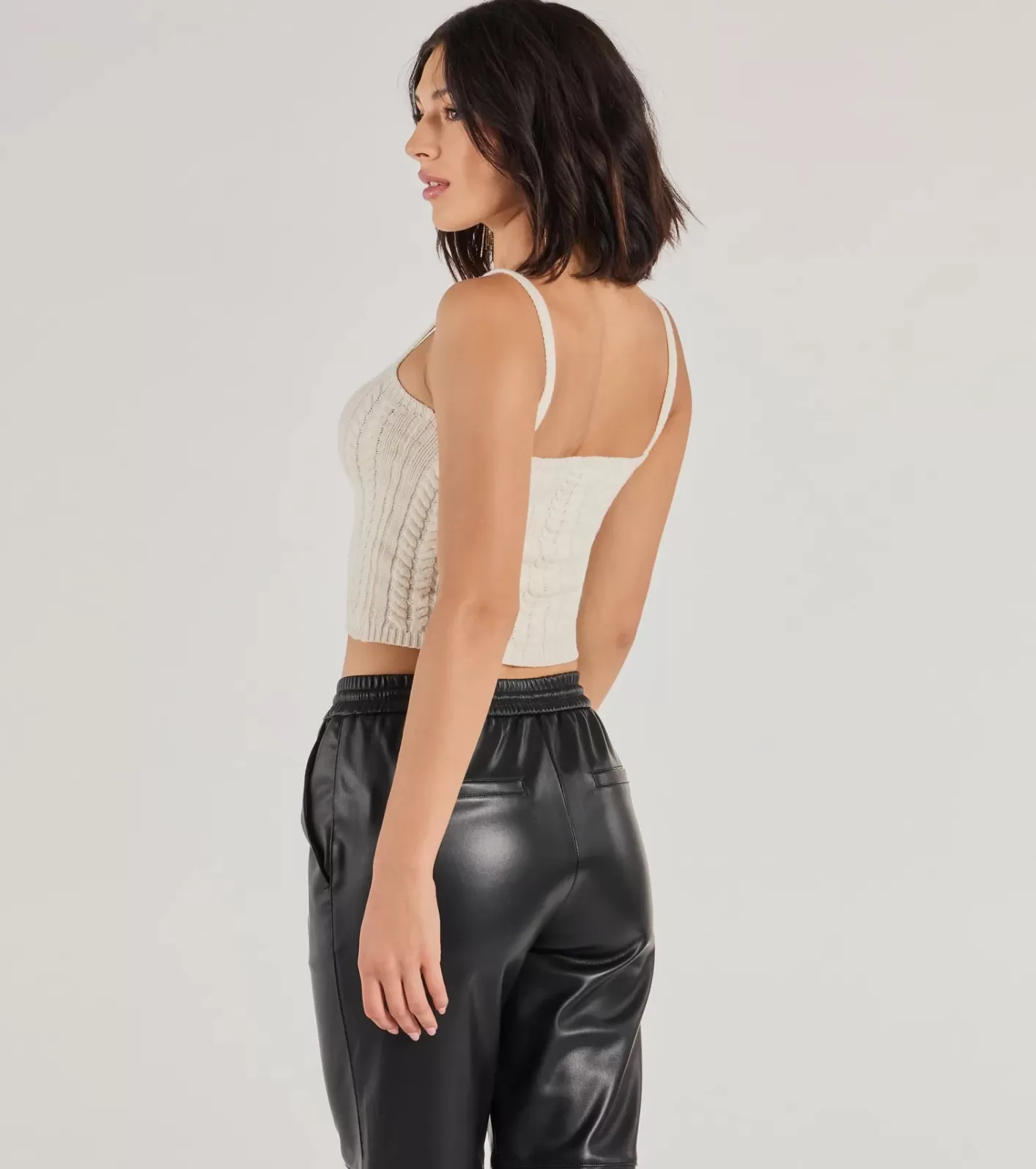 Windsor Cozy Casual Cable Knit Cropped Tank Top IVORY Online