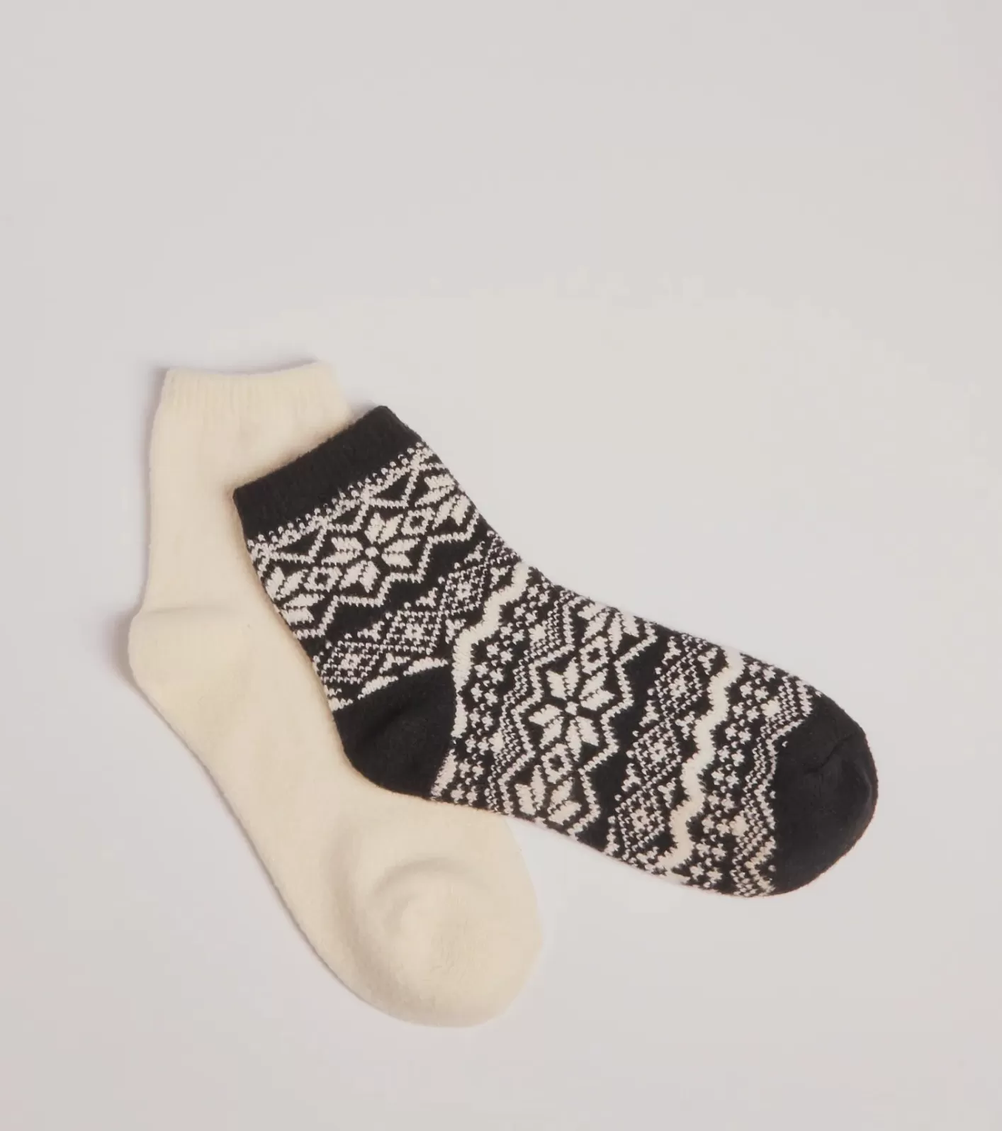 Windsor Cozy Fair Isle Two-Pack Socks BLK/WHT Cheap