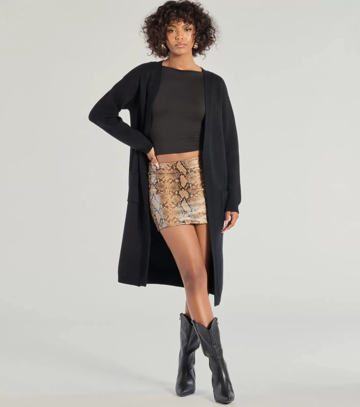 Windsor Cozy Staple Long Knit Duster Cardigan BLACK Best