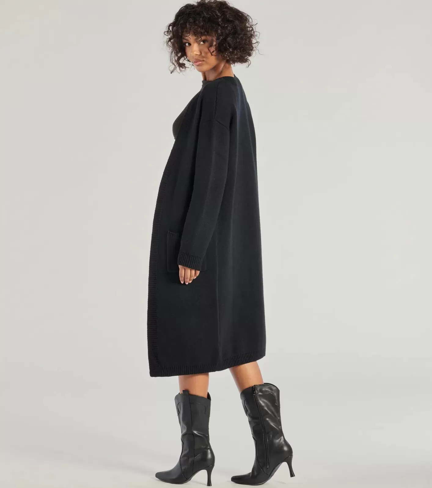 Windsor Cozy Staple Long Knit Duster Cardigan BLACK Best