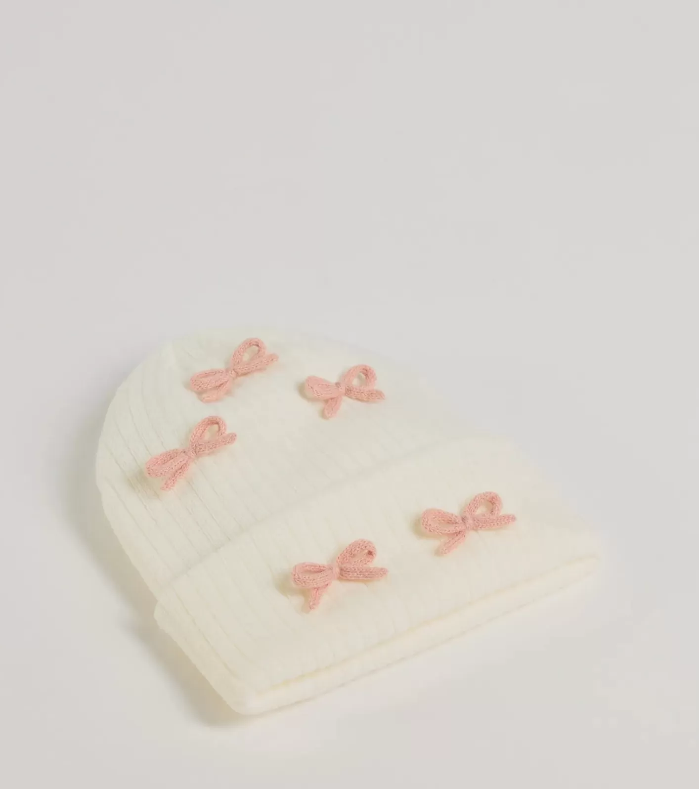 Windsor Cozy Up Bow Detail Ribbed Knit Beanie WHITE Best