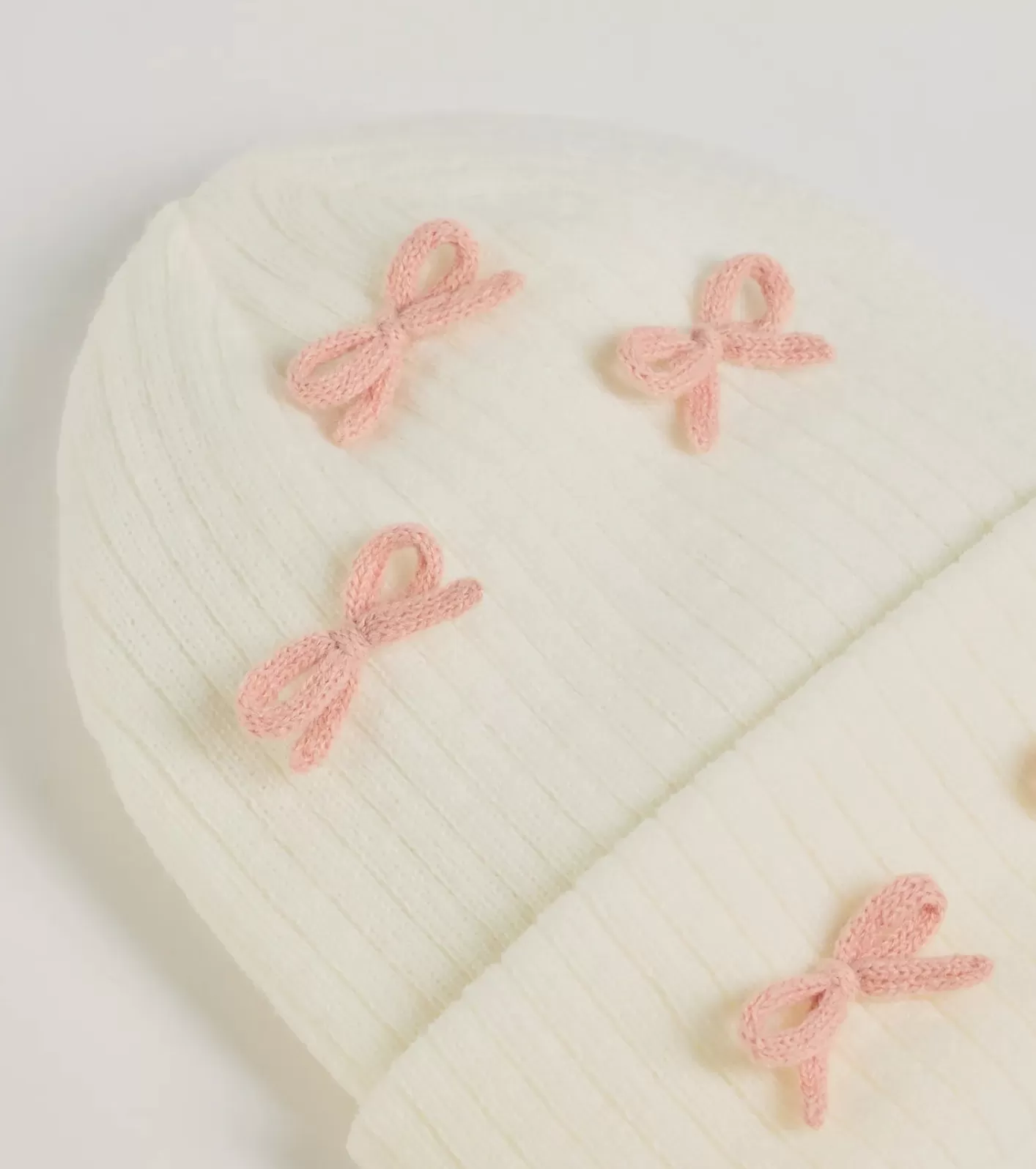 Windsor Cozy Up Bow Detail Ribbed Knit Beanie WHITE Best