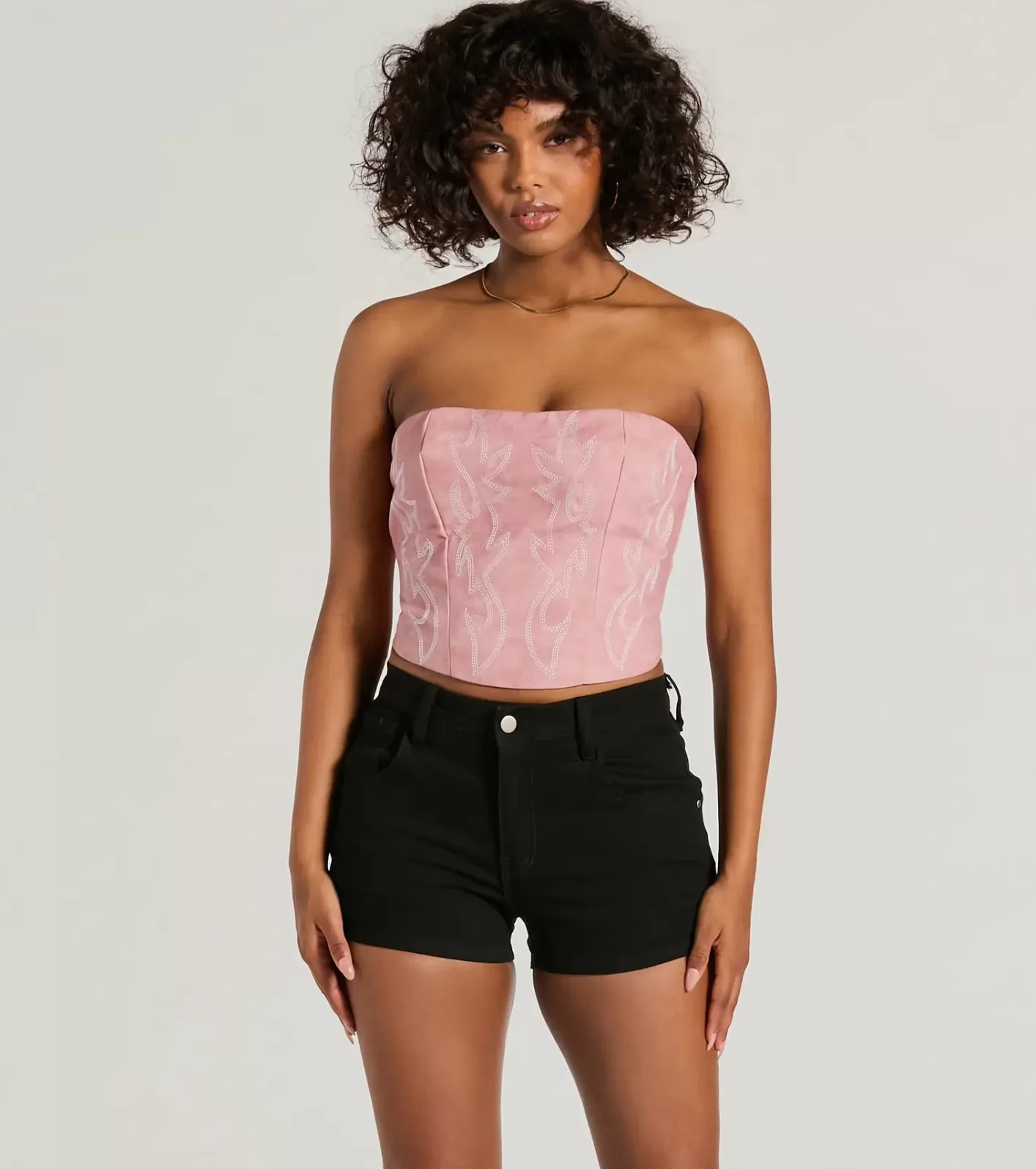 Windsor Cute Country Look Western Faux Leather Corset Top PINK Fashion