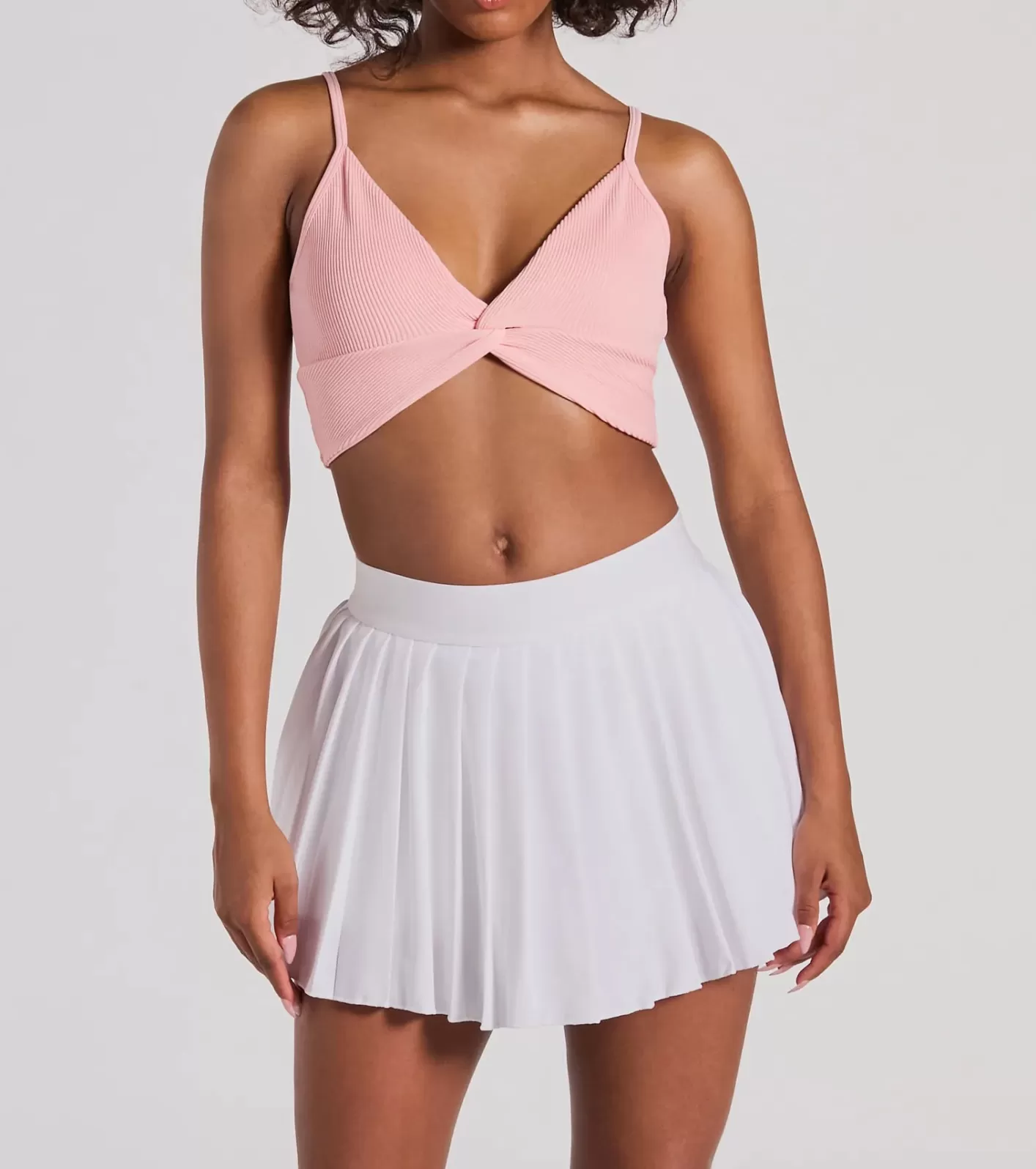 Windsor Daily Cute Vibe Twist V-Neck Crop Top PINK Discount