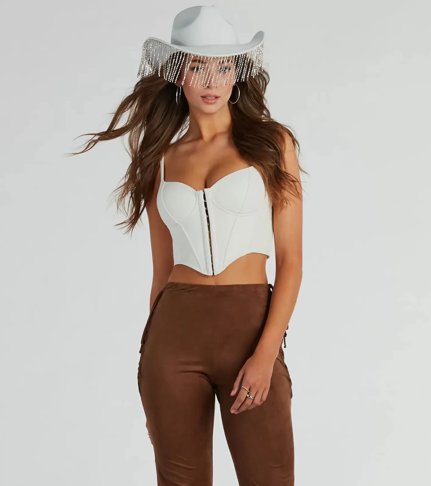 Windsor Dance The Night Rhinestone Fringe Cowboy Hat WHITE Flash Sale
