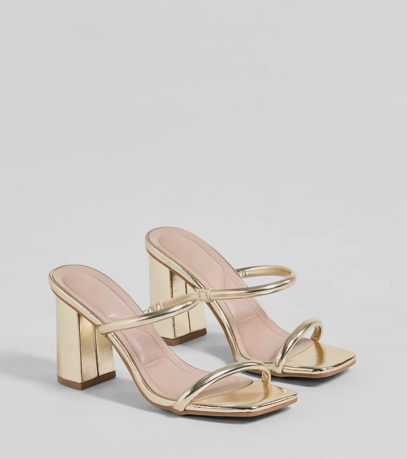 Windsor Day To Night Strappy Faux Leather Block Heels GOLD Fashion