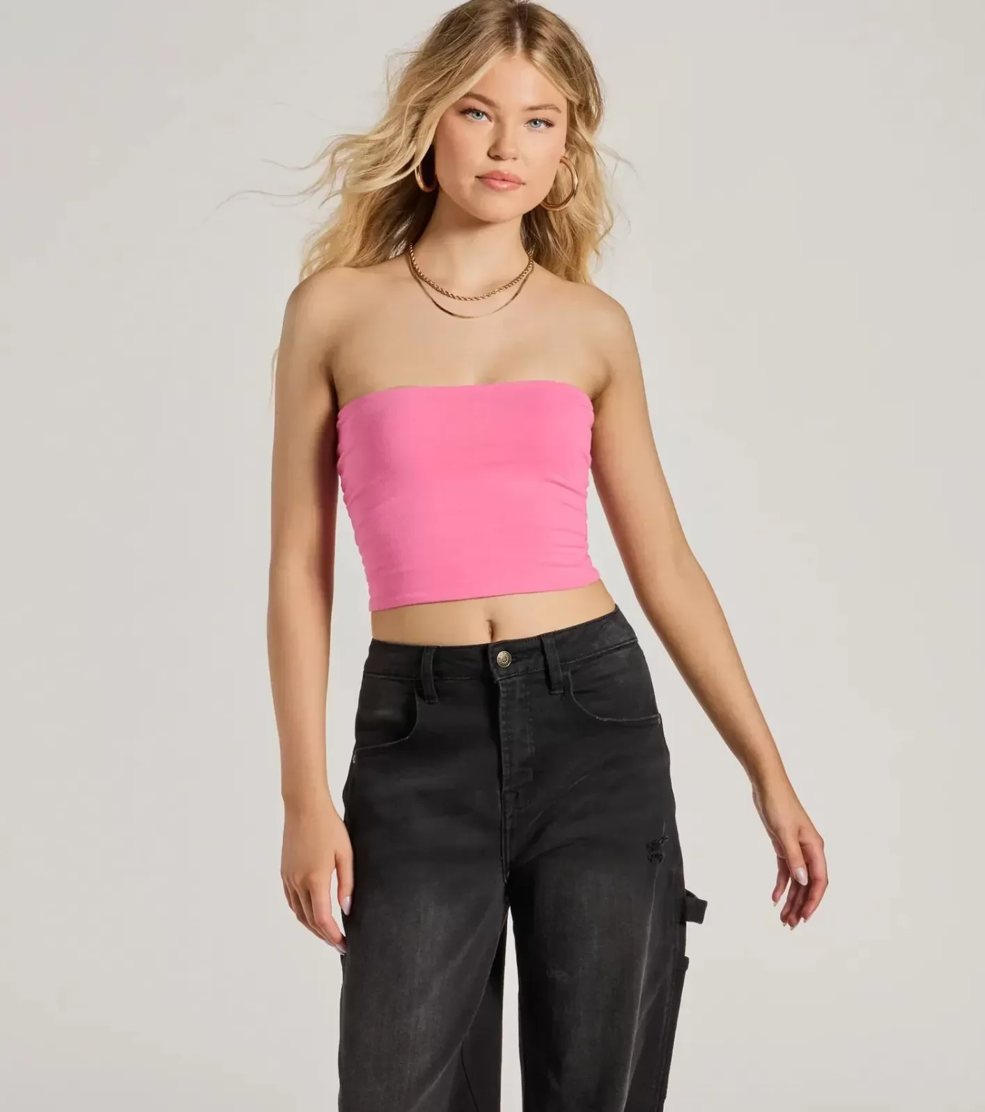 Windsor Daytime Perfect Strapless Tube Crop Top PINK New