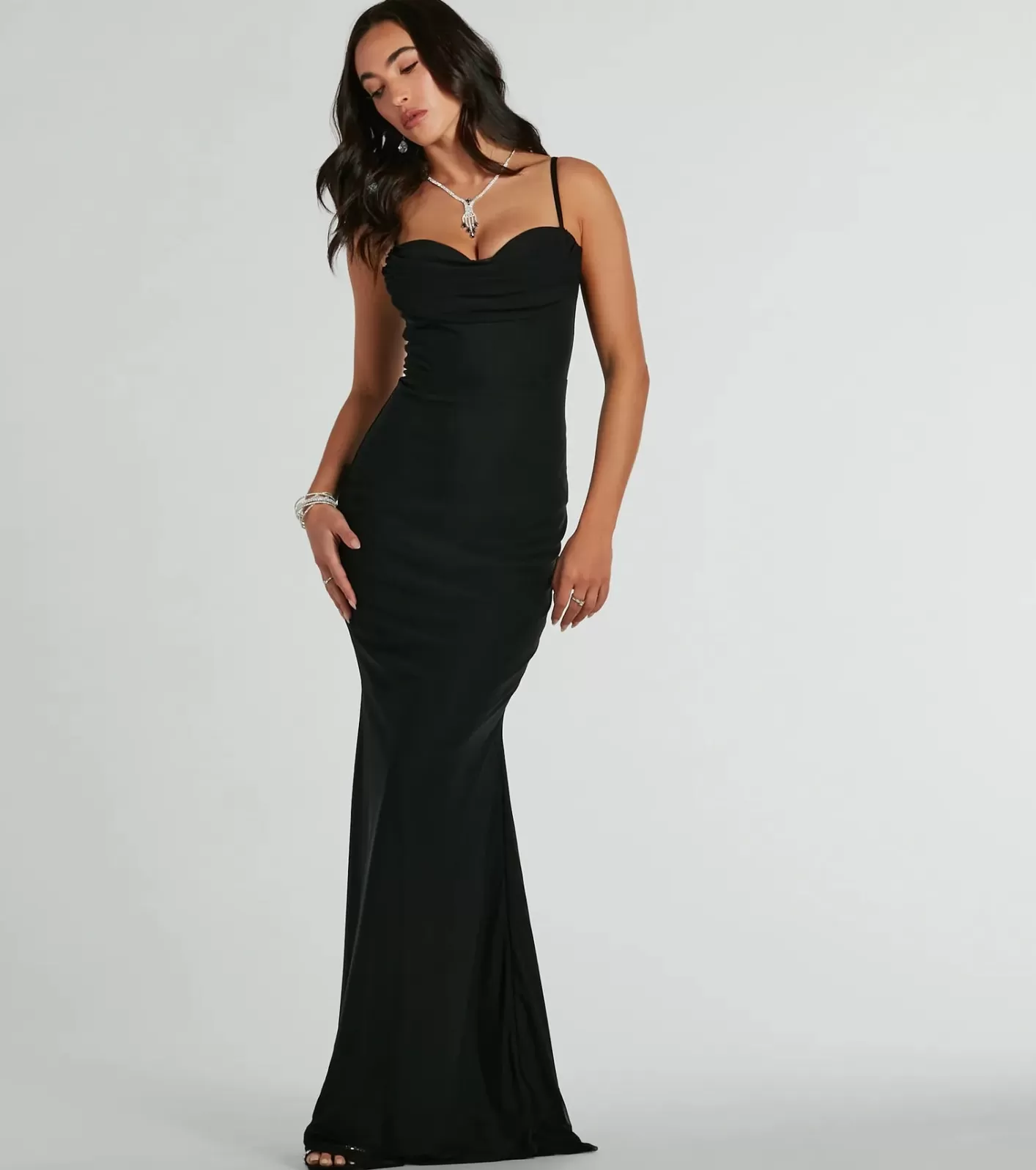 Windsor Deana Formal Mesh Corset Mermaid Long Dress BLACK Best Sale