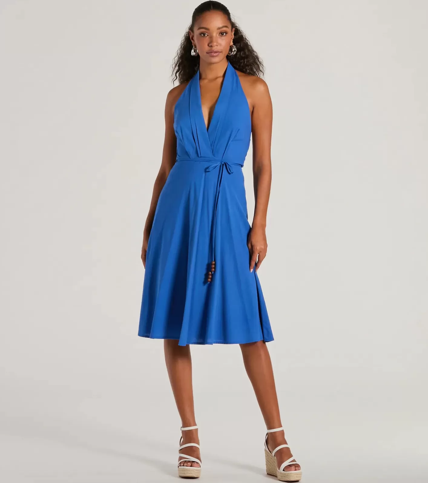 Windsor Delightful Charm Halter A-Line Midi Dress ROYAL Sale